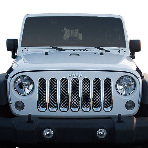 Black Horse Off Road Chrome ABS Plastic Mesh Grille for 07-18 Jeep Wrangler JK & Unlimited JK