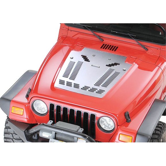 Load image into Gallery viewer, HyLine OffRoad Louvered Hood Panel for 97-02 Jeep Wrangler TJ with Dual Washer Nozzle
