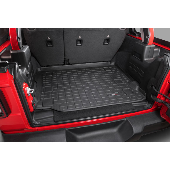 Load image into Gallery viewer, WeatherTech Rear Cargo Liner in Black for 18-24 Jeep Wrangler JL Unlimited with Leather Seats
