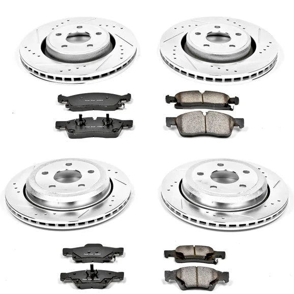 Power Stop K5955 Front & Rear Z23 Evolution Sport Performance 1-Click Brake Kit with Vented Rotors for 11-13 Jeep Grand Cherokee WK2