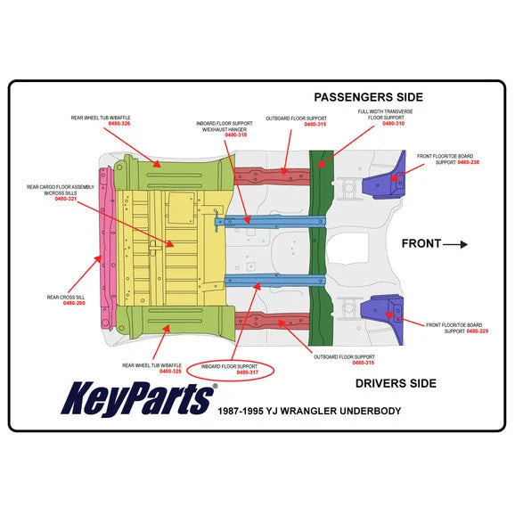 Load image into Gallery viewer, Key Parts Inboard Floor Support for 87-95 Jeep Wrangler YJ
