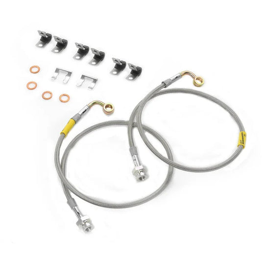 Goodridge USA D-JKFBL-61 Braided Stainless Front Brake Hose Kit with Clamps for 07-18 Jeep Wrangler JK with 4" Lift