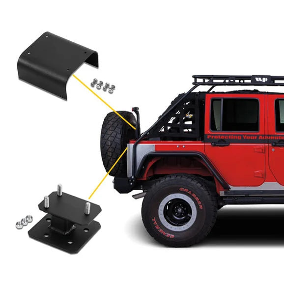 Load image into Gallery viewer, Warrior Products 91631 Spare Tire Relocation Bracket &amp; Third Brake Light Spacer Kit for 07-18 Jeep Wrangler JK
