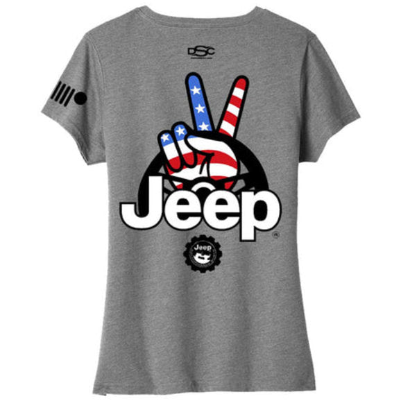 Load image into Gallery viewer, Jeep Merchandise Ladies Jeep Wave USA V-Neck T-Shirt in Heather Grey
