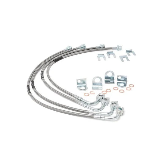 Rough Country 89716 Front & Rear Stainless Steel Brake Lines for 07-18 Jeep Wrangler JK