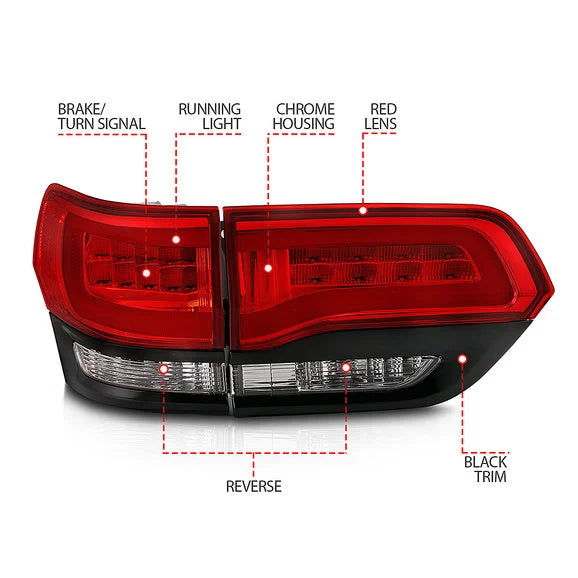 Load image into Gallery viewer, Anzo USA 311268 Red &amp; Clear LED Tail Lights for 14-22 Jeep Grand Cherokee WK2
