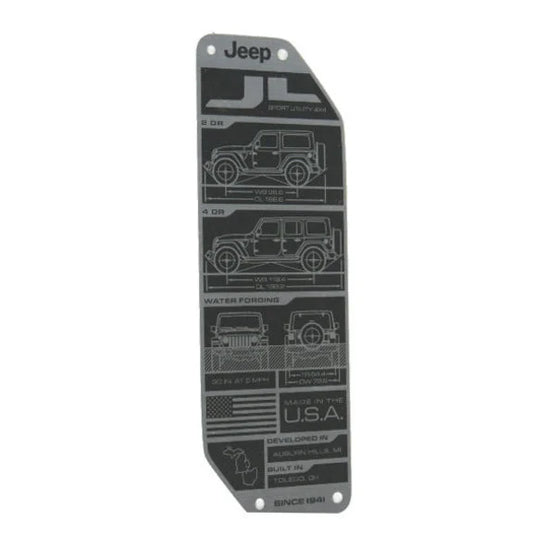 Mopar 68353368AB Tailgate Information Plate for 18-24 Jeep Wrangler JL