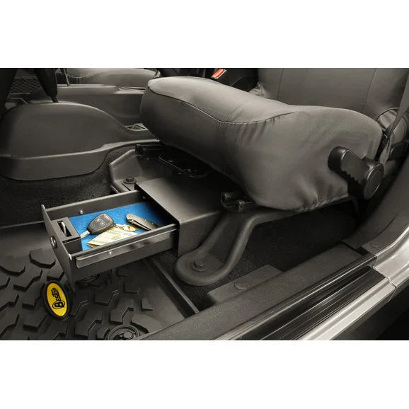 Bestop 42640-01 Locking Under Seat Storage Box in Textured Black for 07-10 Jeep Wrangler & 07-18 Wrangler Unlimited JK Driver Side