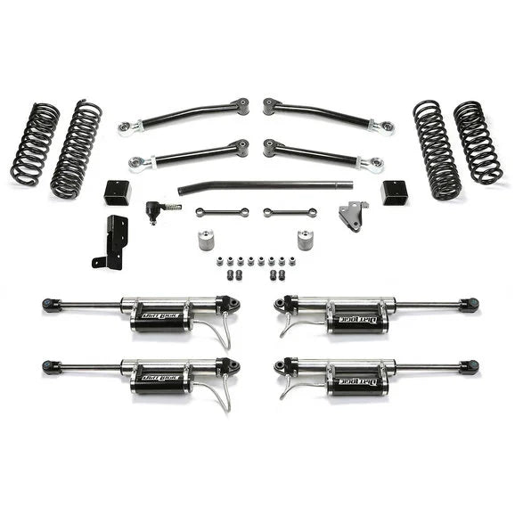 Load image into Gallery viewer, Fabtech 3&quot; Trail System Lift Kit with Dirt Logic 2.25 Remote Reservoir Shocks for 18-23 Jeep Wrangler JL Unlimited
