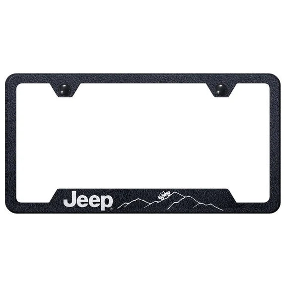 Load image into Gallery viewer, Automotive Gold Laser Etched Stainless Jeep Mountain License Plate Frame
