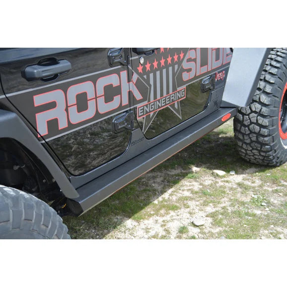 Load image into Gallery viewer, Rock Slide Engineering AX-SS-RG-JL4 Rocker Guard Pair for 18-24 Jeep Wrangler JL Unlimited with RSE Step Sliders
