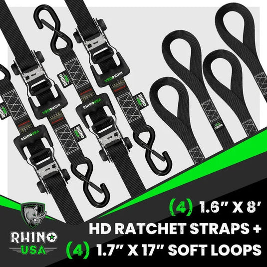 Rhino USA 1.6" x 8' Heavy Duty Ratchet Tie-Down