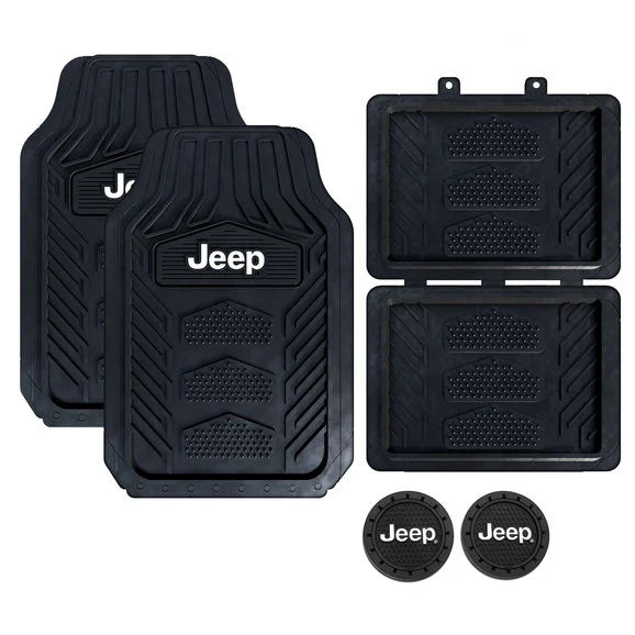 Load image into Gallery viewer, Plasticolor WeatherPro 4pc Universal Jeep Logo Floor Mats
