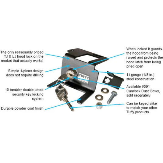 Tuffy 137-01 Security Products Hood Lock for 97-06 Jeep Wrangler TJ & Unlimited