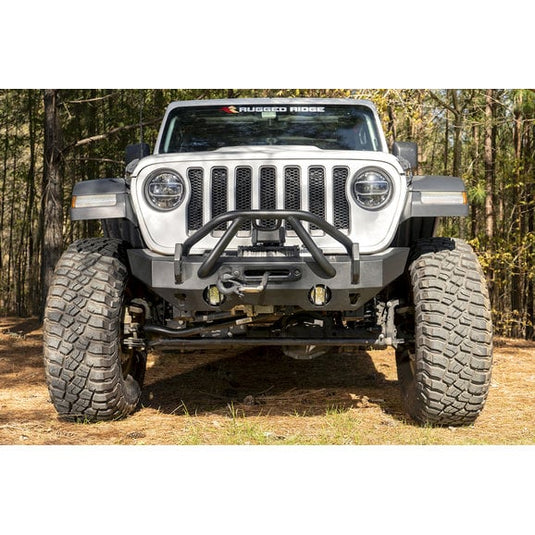 Rugged Ridge 11540.32 HD Stubby Front Bumper for 07-24 Jeep Wrangler JL, JK & Gladiator JT