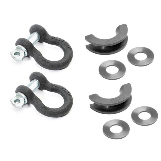 Quadratec 3/4" D-Ring Shackle Pair with Black D-ring Isolator Kit