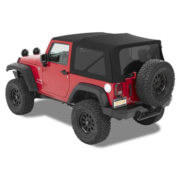 Bestop 79836-17 Twill Replace-a-top Soft Top with Tinted Windows without Doors in Black for 07-09 Jeep Wrangler JK 2 Door