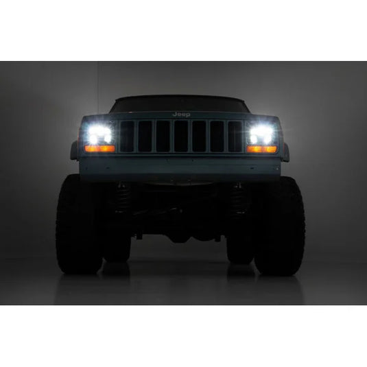 Rough Country RCH5200 5x7in LED Projector Headlights for 87-95 Jeep Wrangler YJ & Cherokee XJ