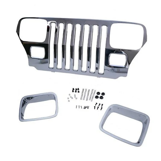 OMIX 12033.06 Chrome Grille Overlay for 87-95 Jeep Wrangler YJ