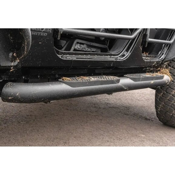 Load image into Gallery viewer, Aries Big Step 4&quot; Black Aluminum Round Side Bars for 07-24 Jeep Wrangler JK and JL
