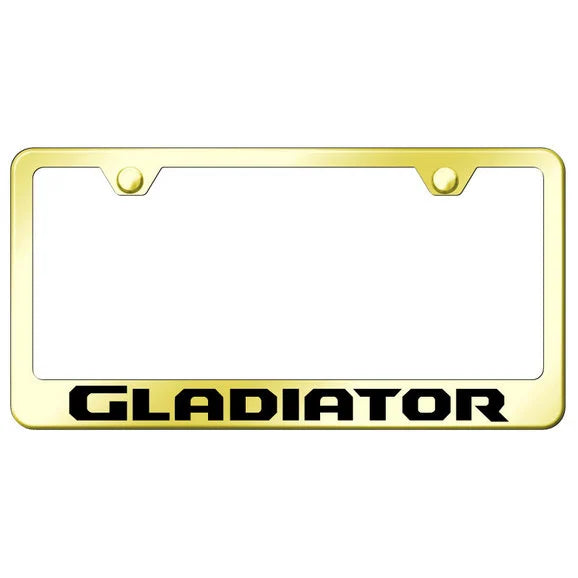 Load image into Gallery viewer, Automotive Gold Laser Etched Stainless Gladiator License Plate Frame
