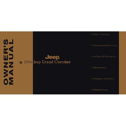 Bishko Automotive Literature Factory Authorized Owners Manuals for 93-04 Jeep Grand Cherokee