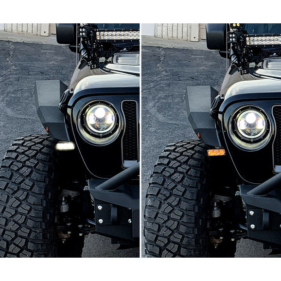 Load image into Gallery viewer, Quake LED QTE956 3&quot; DRL Fender Lights with Switchback Turn Signal for 18-24 Jeep Wrangler JL &amp; Gladiator JT
