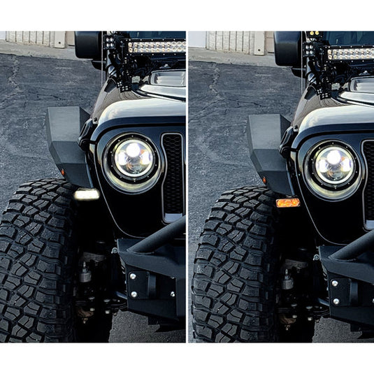 Quake LED QTE956 3" DRL Fender Lights with Switchback Turn Signal for 18-24 Jeep Wrangler JL & Gladiator JT