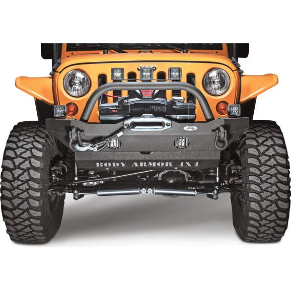 Body Armor JK-19532 Front Mid-Stubby Winch Bumper for 07-18 Jeep Wrangler JK