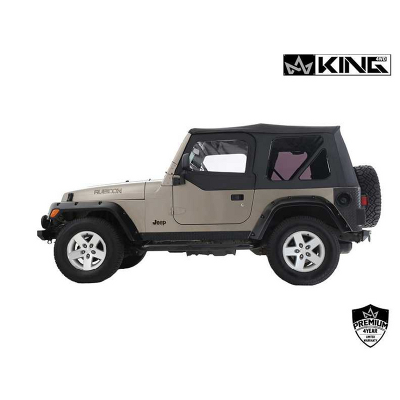 Load image into Gallery viewer, King 4WD Premium Replacement Soft Top With Upper Doors, Black Diamond With Tinted Windows, Jeep Wrangler TJ 1997-2006
