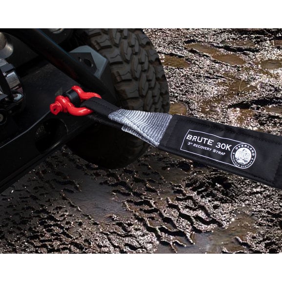 Load image into Gallery viewer, Overland Vehicle Systems Tow Strap in Gray with Black Ends &amp; Storage Bag
