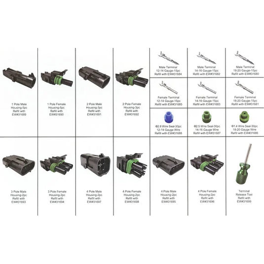 Eastwood 23476 209 Piece Crimp-Right Weather-Tight Wiring Connector Tech Tray