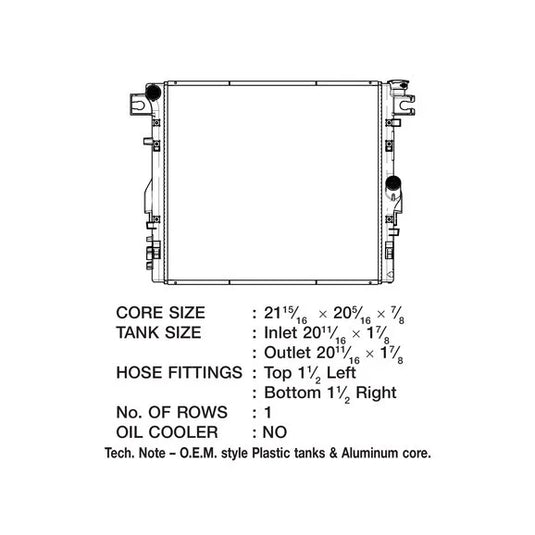 CSF 3592 OE Replacement Radiator with Plastic Tank & Aluminum Core for 07-11 Jeep Wrangler JK