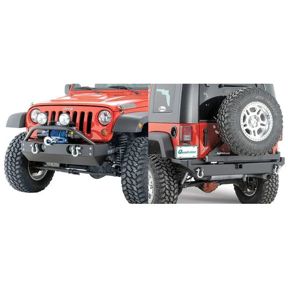 Load image into Gallery viewer, Rock Hard 4X4 Shorty Front Bumper with Fog Lights &amp; Rear Bumper for 07-18 Jeep Wrangler JK
