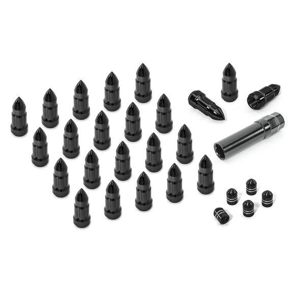 Rugged Ridge 16715.27 Bullet Style Lug Nut Kit with Aluminum Valve Stem Caps