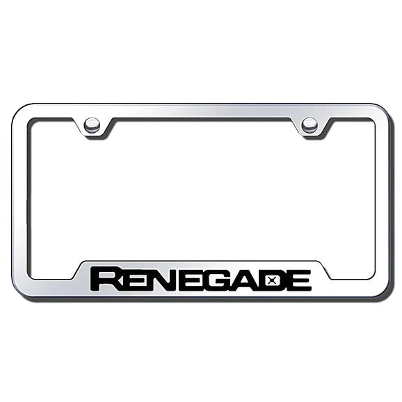 Load image into Gallery viewer, Automotive Gold Laser Etched Cut-Out Renegade Logo License Plate Frame
