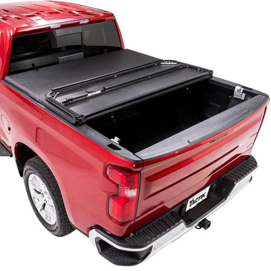 TACTIK Tri-Fold Hard Panel Vinyl Coated Truck Bed Tonneau Cover for 15-23 Ford F-150