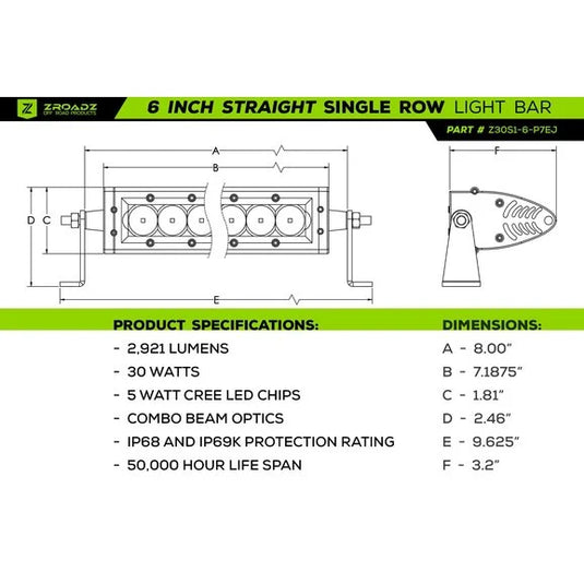 ZROADZ Z344813-KIT Hood Hinge LED Kit with 20" Light Bar & 6" LED Single Row Slim Light Bar-Pair for 07-18 Jeep Wrangler JK