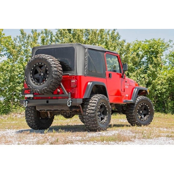 Load image into Gallery viewer, Rough Country 10592A Classic Full Width Rear Bumper with Tire Carrier for 87-06 Jeep Wrangler YJ &amp; TJ
