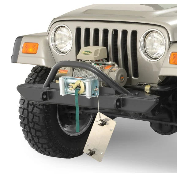 Load image into Gallery viewer, Rock Hard 4X4 RH4006-F Roller Fairlead License Plate Bracket with Theft Prevention Cabled Lanyard
