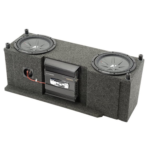 Load image into Gallery viewer, Quadratec Custom Rear Dual Subwoofer Kit with 10&quot; Kicker CompVR Subwoofers for 87-06 Jeep Wrangler YJ &amp; TJ
