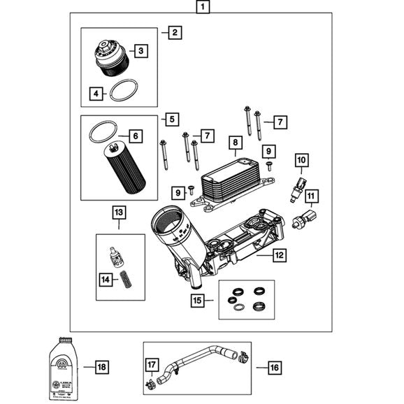 Load image into Gallery viewer, Mopar 05184294AE Engine Oil Filter Housing for 11-13 Jeep Wrangler JK &amp; Grand Cherokee WK2
