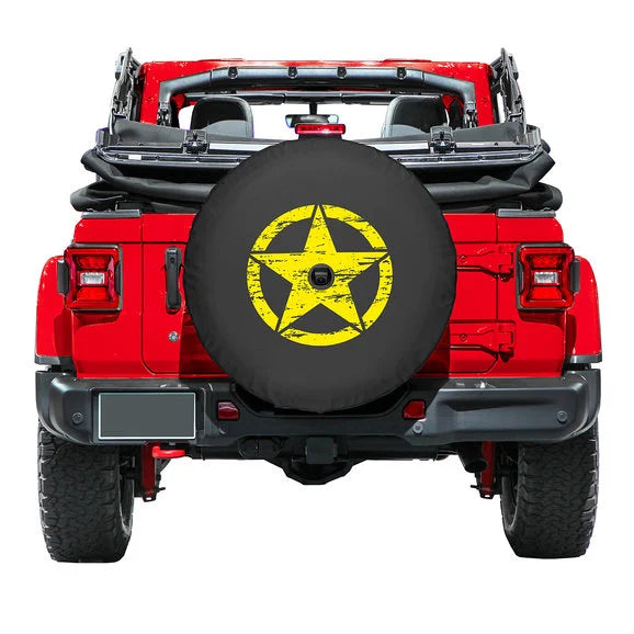 Load image into Gallery viewer, Boomerang Enterprises Distressed Star Logo Tire Cover for 18-20 Jeep Wrangler JL
