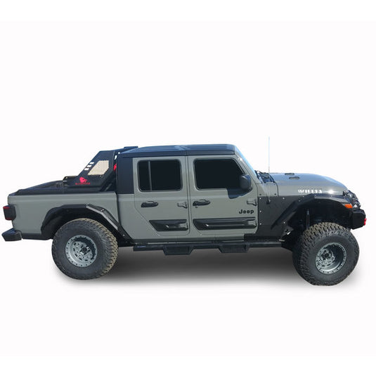 Black Horse Off Road Impact Heavy Duty Drop Side Steps in Black for 20-24 Jeep Gladiator JT