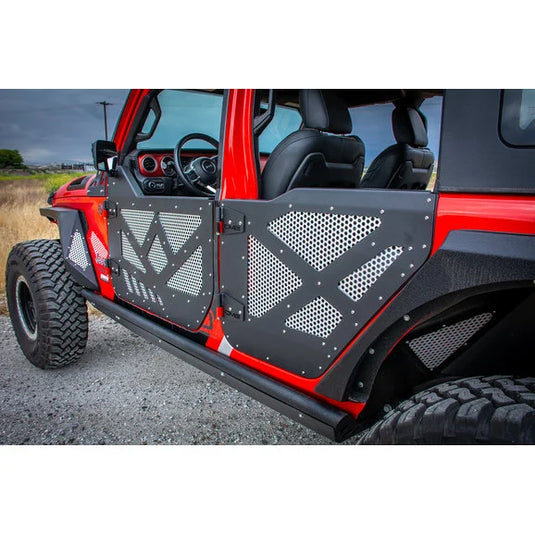 DV8 Offroad Aluminum Half Doors with Screens for 18-24 Jeep Wrangler JL & Gladiator JT