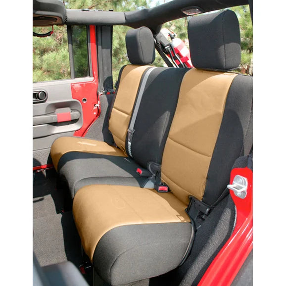 Rugged Ridge 13264.04 Custom Fit Neoprene Rear Seat Covers in Black & Tan for 11-18 Jeep Wrangler Unlimited JK 4 Door