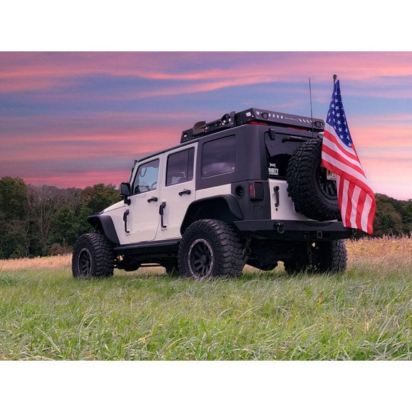 Load image into Gallery viewer, Rox Offroad The Judge Flag Mounting Kit with License Plate Bracket for 95-24 Jeep Wrangler YJ, TJ, JK &amp; JL
