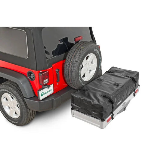 Quadratec Lightweight Aluminum Cargo Rack with Jumbo Rainproof Cargo Storage Bag for 2" Receiver Hitch