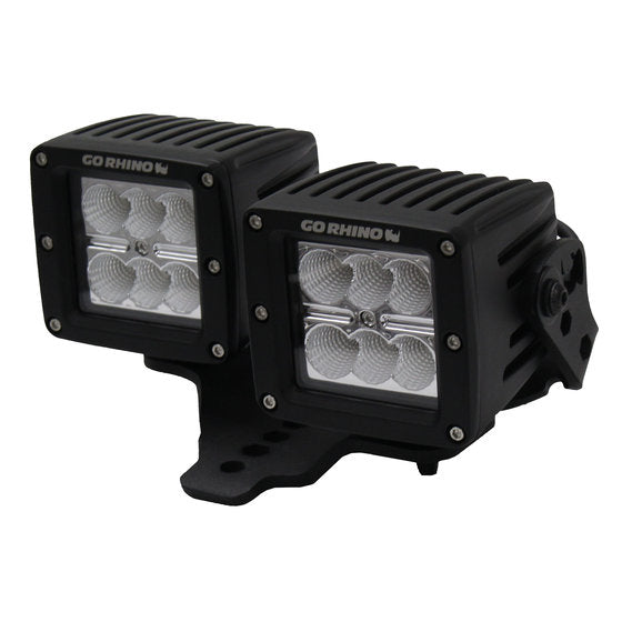 Load image into Gallery viewer, Go Rhino Dual 3x3 Cube Light Hood Hinge Mounts for 18-20 Jeep Wrangler JL Unlimited &amp; Gladiator JT
