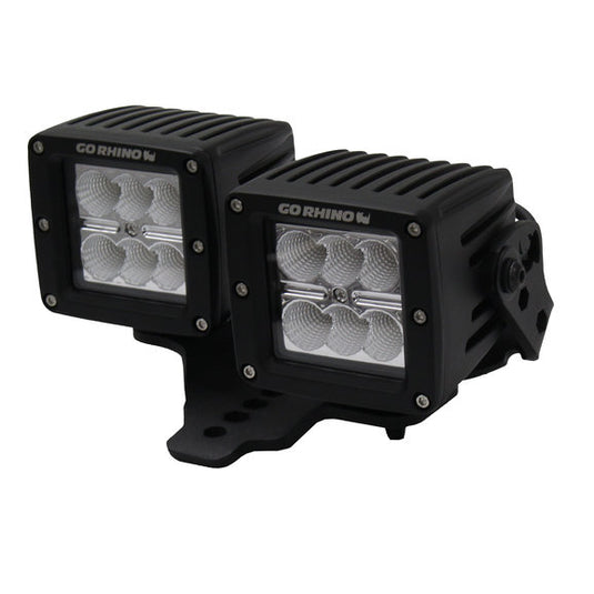 Go Rhino Dual 3x3 Cube Light Hood Hinge Mounts for 18-20 Jeep Wrangler JL Unlimited & Gladiator JT